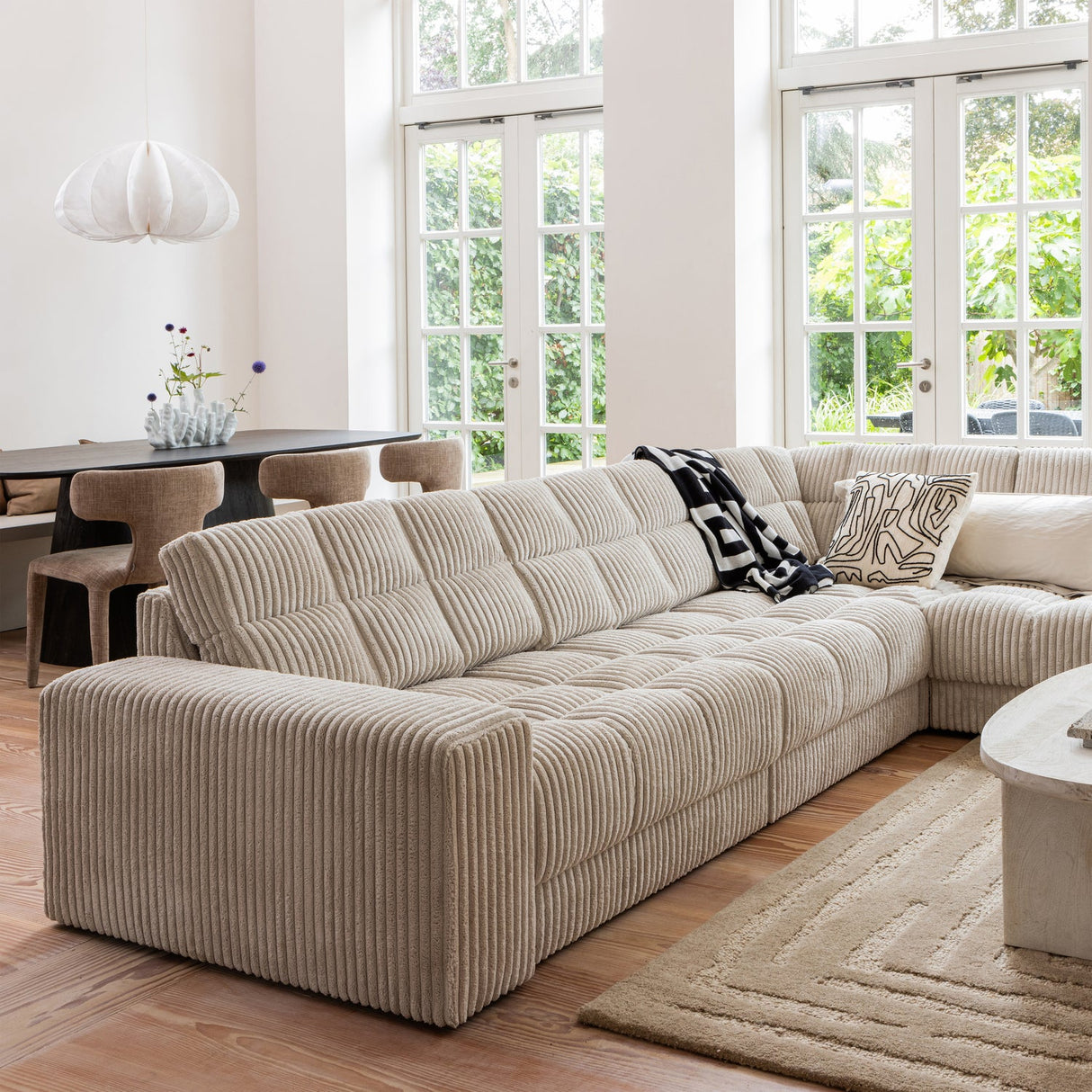 Second Date Hoekbank Rechts Grove Ribstof Naturel van WOOOD – Luxe comfort op maat van PureWonen. Vraag naar de beste prijs.