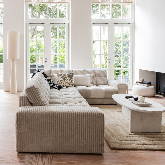 Second Date Hoekbank Rechts Grove Ribstof Naturel van WOOOD – Luxe comfort op maat van PureWonen. Vraag naar de beste prijs.