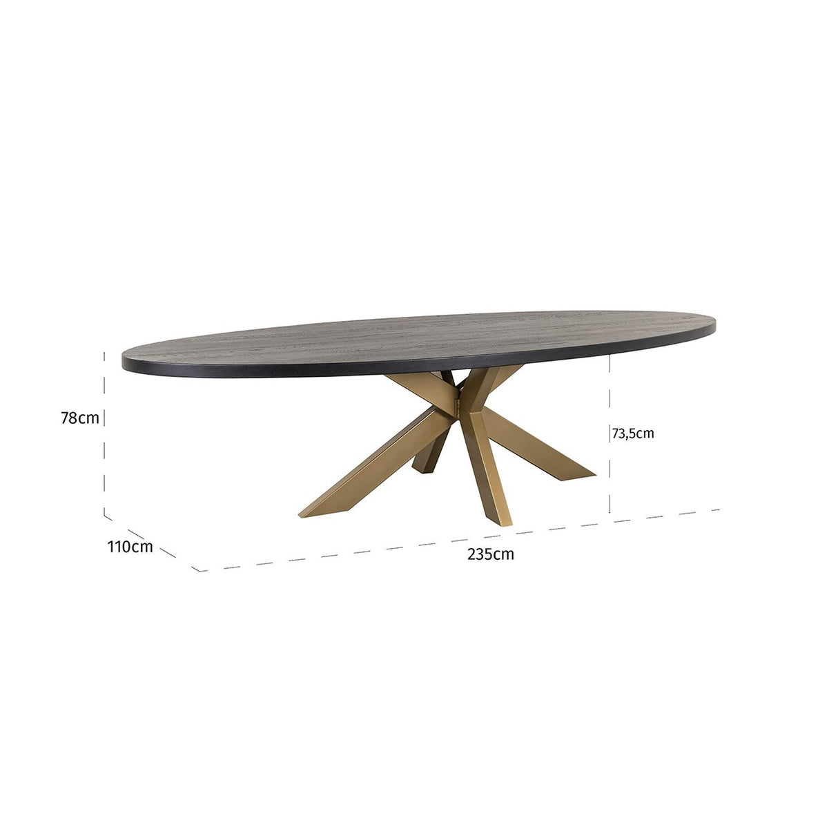 Eettafel Watson black 235 incl. spinpoot goud (Black) van Richmond Interiors – Luxe comfort op maat van PureWonen. Vraag naar de beste prijs.
