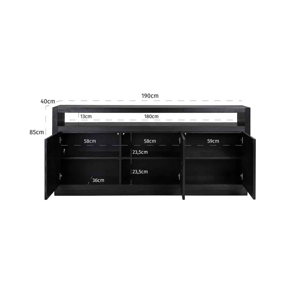 Dressoir Oakura 3-deuren (Black) van Richmond Interiors – Luxe comfort op maat van PureWonen. Vraag naar de beste prijs.