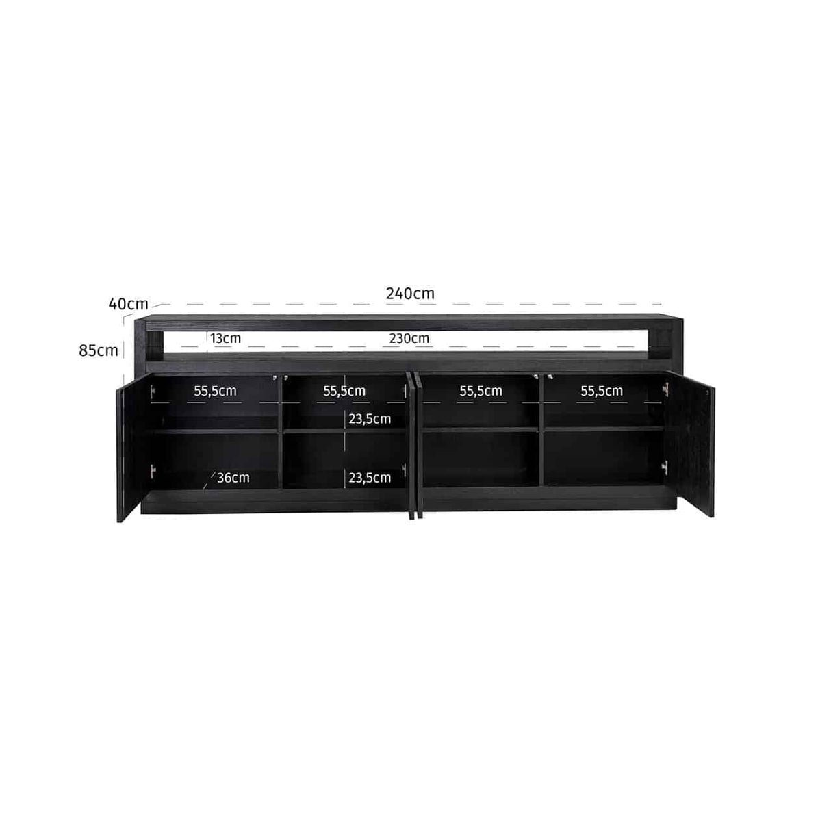 Dressoir Oakura 4-deuren (Black) van Richmond Interiors – Luxe comfort op maat van PureWonen. Vraag naar de beste prijs.