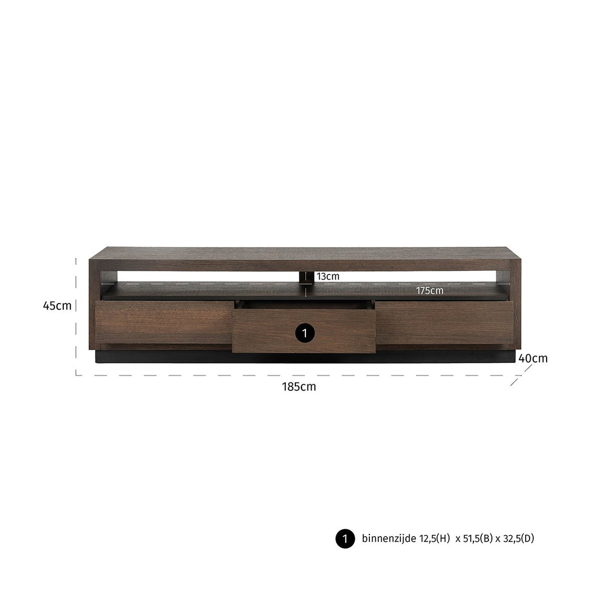 TV dressoir Oakura 3-laden (Brown) van Richmond Interiors – Luxe comfort op maat van PureWonen. Vraag naar de beste prijs.