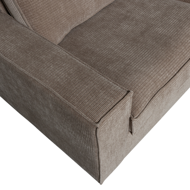 Hajo Hoekbank Rechts Ribstof Taupe van WOOOD – Luxe comfort op maat van PureWonen. Vraag naar de beste prijs.