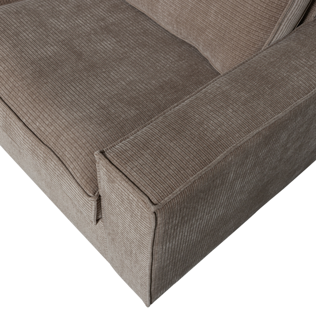 Hajo Hoekbank Links Ribstof Taupe van WOOOD – Luxe comfort op maat van PureWonen. Vraag naar de beste prijs.