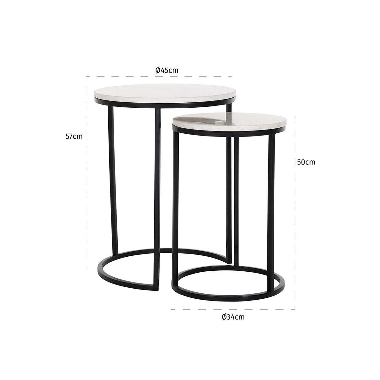 Bijzettafel Lexington set van 2 (White) van Richmond Interiors – Luxe comfort op maat van PureWonen. Vraag naar de beste prijs.