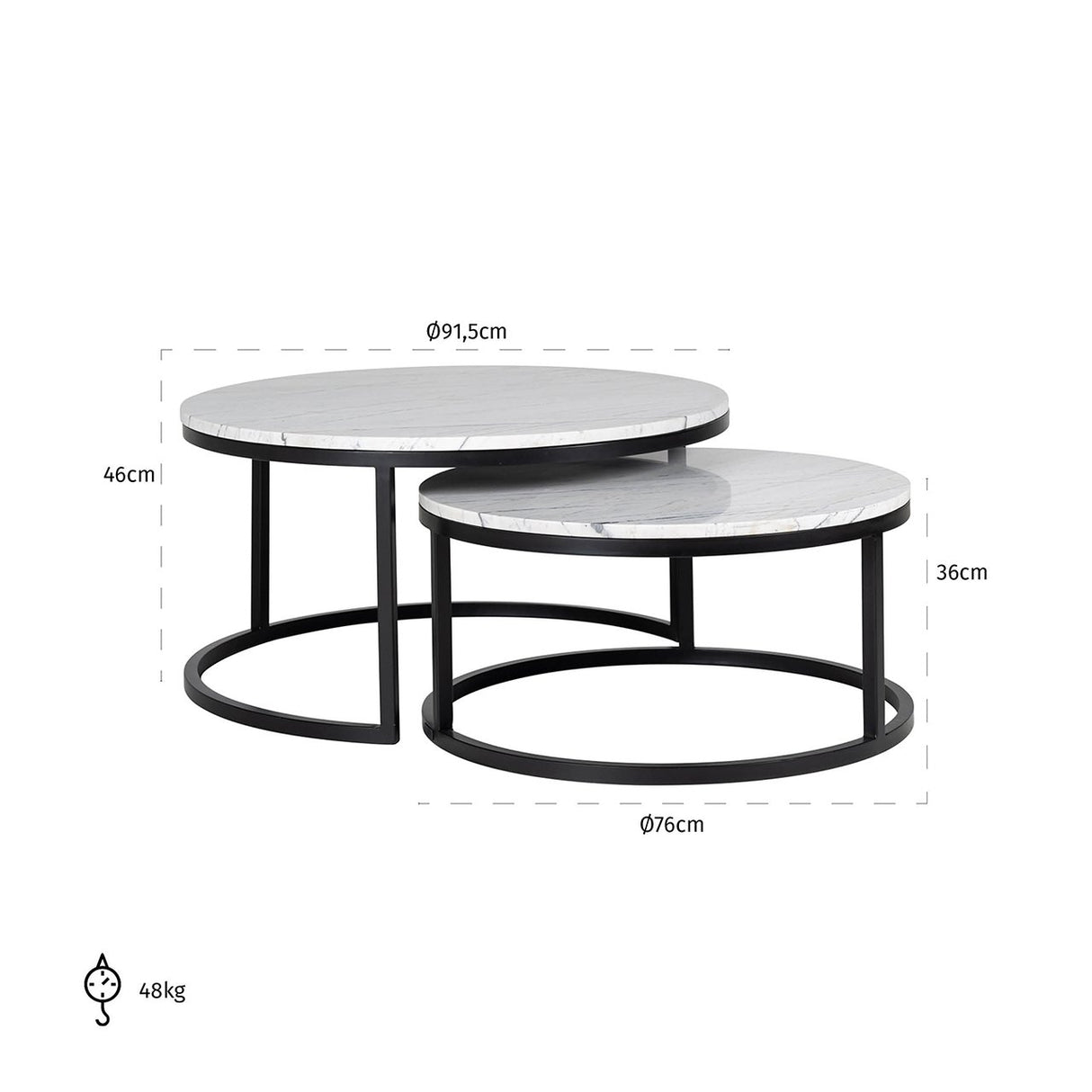 Salontafel Lexington set van 2 (White) van Richmond Interiors – Luxe comfort op maat van PureWonen. Vraag naar de beste prijs.