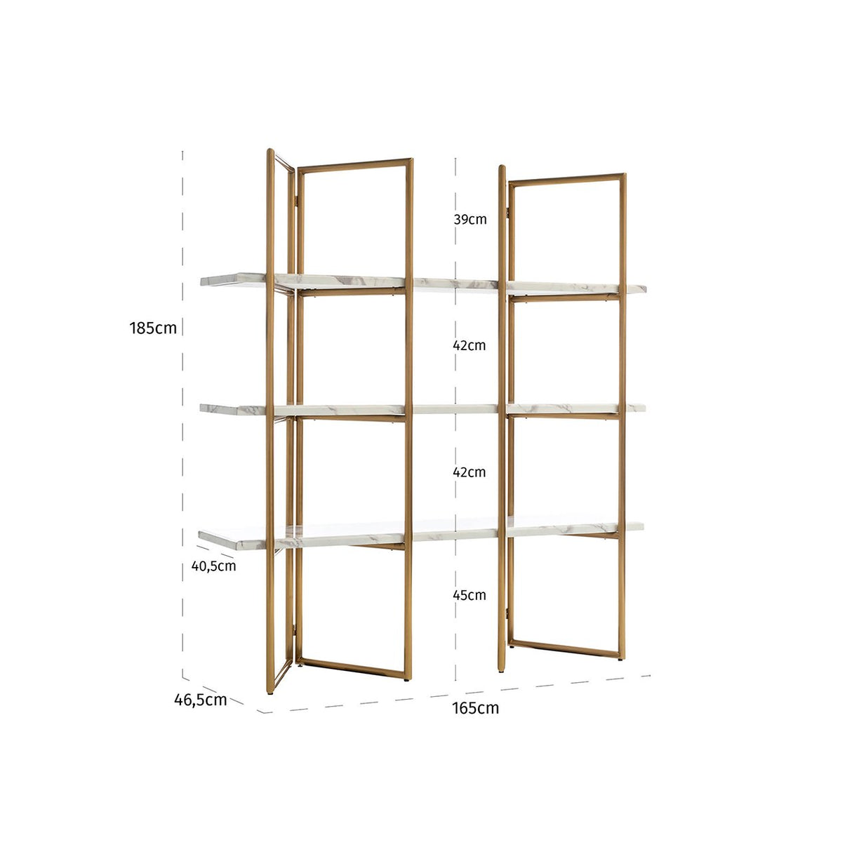 Wandkast Lagrand gold met 3 planken (Gold) van Richmond Interiors – Luxe comfort op maat van PureWonen. Vraag naar de beste prijs.