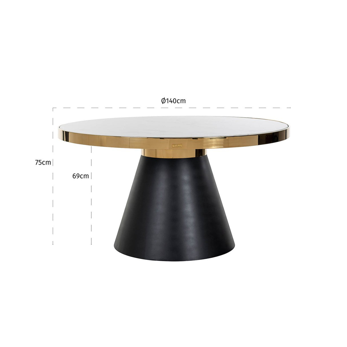 Eettafel Odin 140Ø (Gold) van Richmond Interiors – Luxe comfort op maat van PureWonen. Vraag naar de beste prijs.