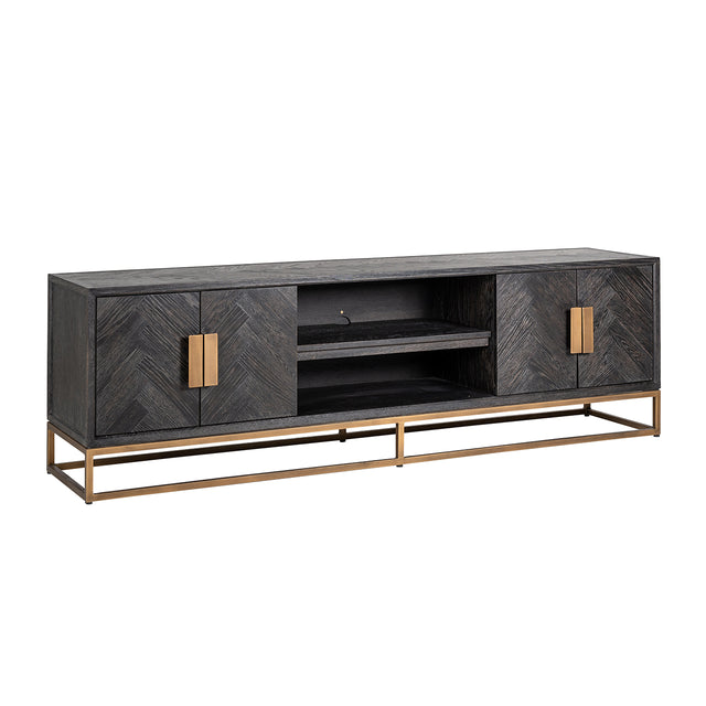TV-dressoir Blackbone brass 4-deuren 200 (Black rustic) van Richmond Interiors – Luxe comfort op maat van PureWonen. Vraag naar de beste prijs.