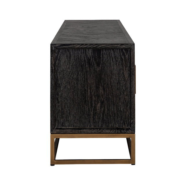 TV-dressoir Blackbone brass 4-deuren 200 (Black rustic) van Richmond Interiors – Luxe comfort op maat van PureWonen. Vraag naar de beste prijs.