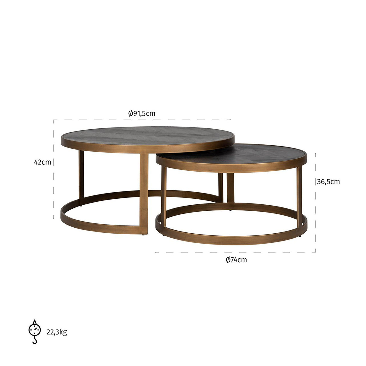 Salontafel Blackbone brass set van 2 (Black rustic) van Richmond Interiors – Luxe comfort op maat van PureWonen. Vraag naar de beste prijs.