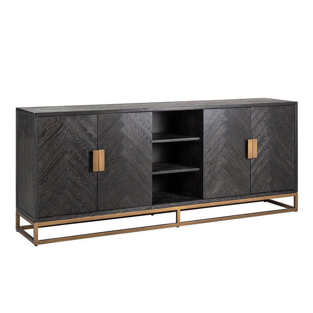 Dressoir Blackbone brass 4-deuren + open vak (Black rustic) van Richmond Interiors – Luxe comfort op maat van PureWonen. Vraag naar de beste prijs.