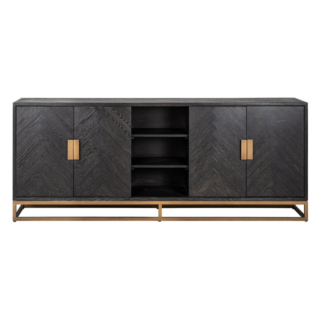 Dressoir Blackbone brass 4-deuren + open vak (Black rustic) van Richmond Interiors – Luxe comfort op maat van PureWonen. Vraag naar de beste prijs.