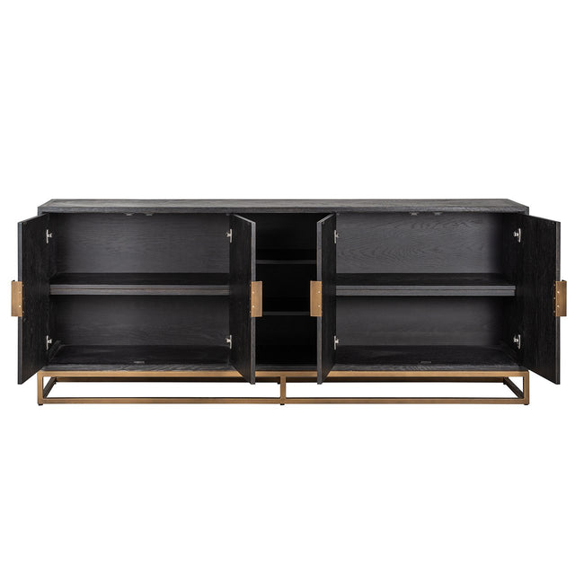 Dressoir Blackbone brass 4-deuren + open vak (Black rustic) van Richmond Interiors – Luxe comfort op maat van PureWonen. Vraag naar de beste prijs.