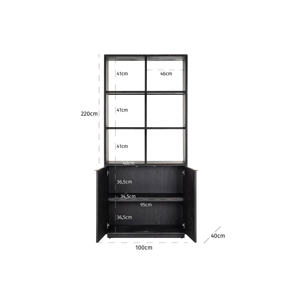 Boekenkast Blackbone brass 2-deuren (Black rustic) van Richmond Interiors – Luxe comfort op maat van PureWonen. Vraag naar de beste prijs.