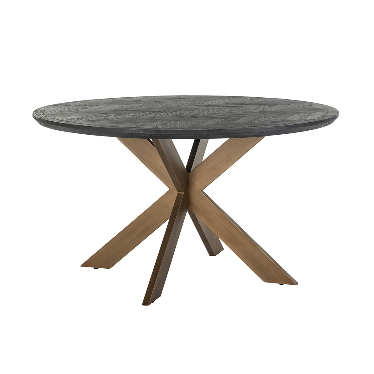 Eettafel Blackbone brass 140Ø (Black rustic) van Richmond Interiors – Luxe comfort op maat van PureWonen. Vraag naar de beste prijs.