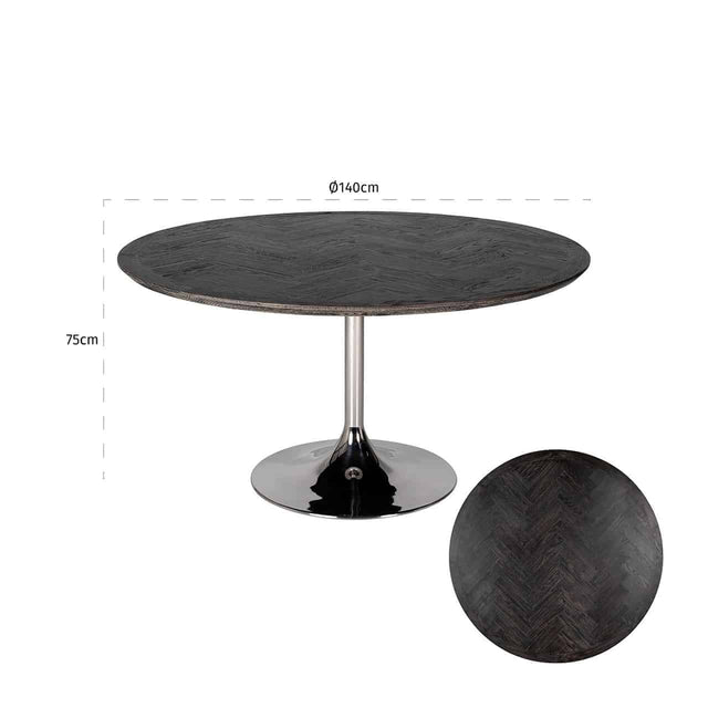 Eettafel Blackbone silver 140Ø (Black rustic) van Richmond Interiors - laagste prijs offerte van PureWonen