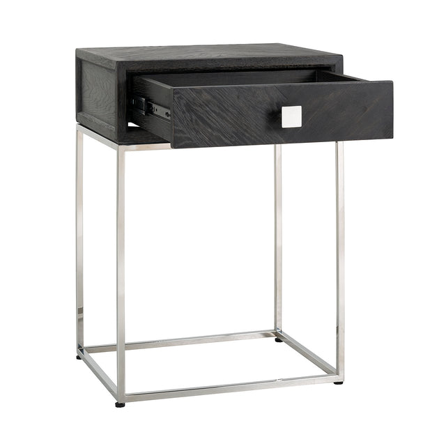 Nachtkastje Blackbone silver 1-lade (Black rustic) van Richmond Interiors - laagste prijs offerte van PureWonen