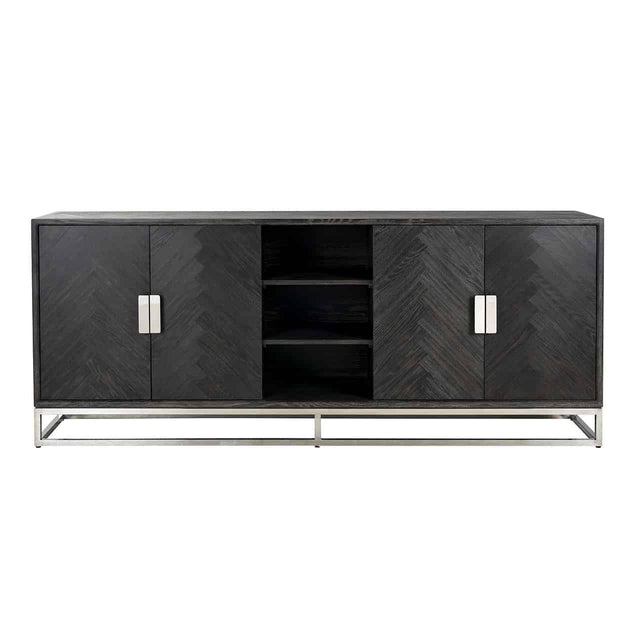 Dressoir Blackbone silver 4-deuren + open vak (Black rustic) van Richmond Interiors – Luxe comfort op maat van PureWonen. Vraag naar de beste prijs.