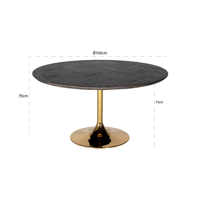 Eettafel Blackbone gold 140Ø (Black rustic) van Richmond Interiors – Luxe comfort op maat van PureWonen. Vraag naar de beste prijs.