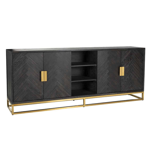 Dressoir Blackbone gold 4-deuren + open vak (Black rustic) van Richmond Interiors – Luxe comfort op maat van PureWonen. Vraag naar de beste prijs.