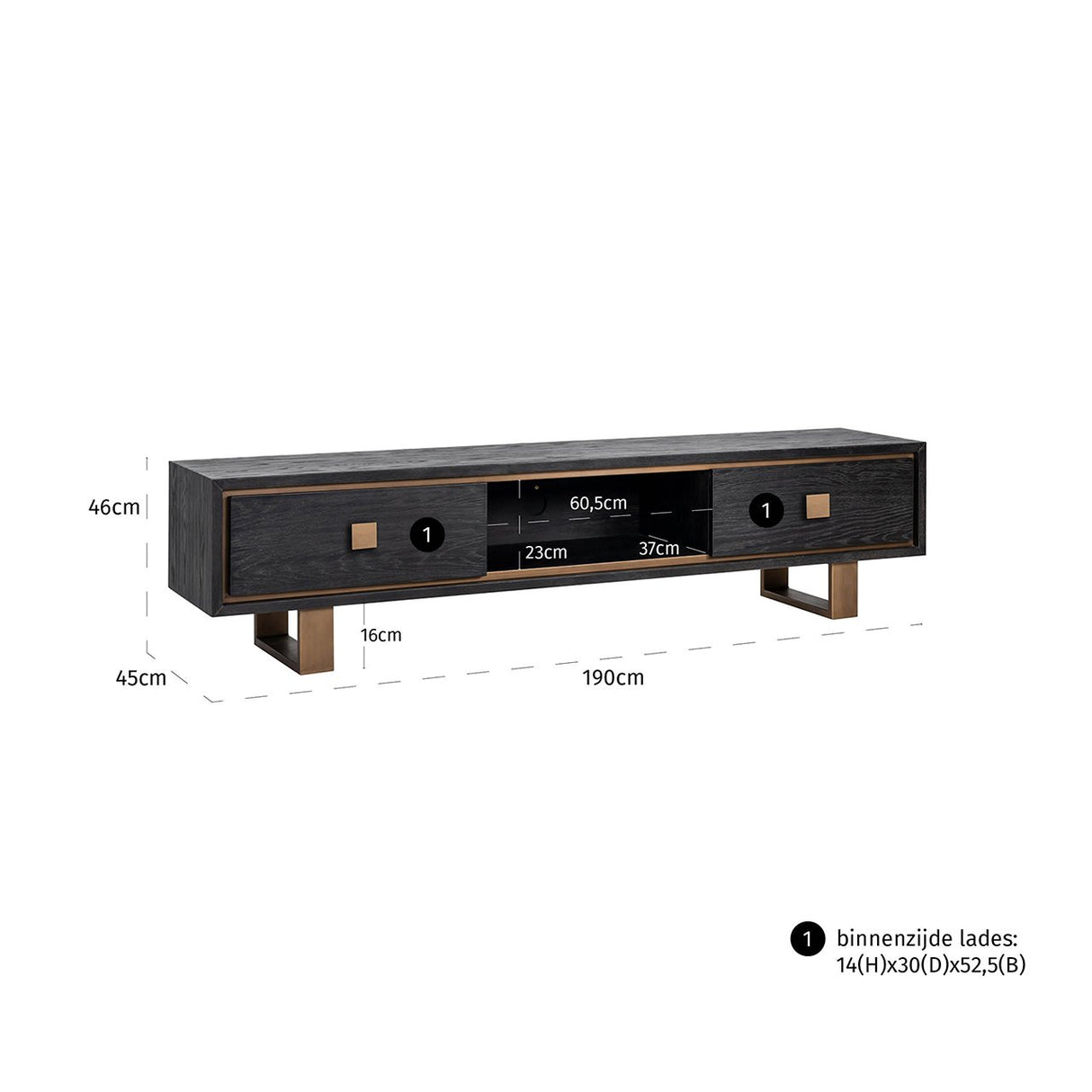 TV-dressoir Hunter 2-laden (Black rustic) van Richmond Interiors – Luxe comfort op maat van PureWonen. Vraag naar de beste prijs.