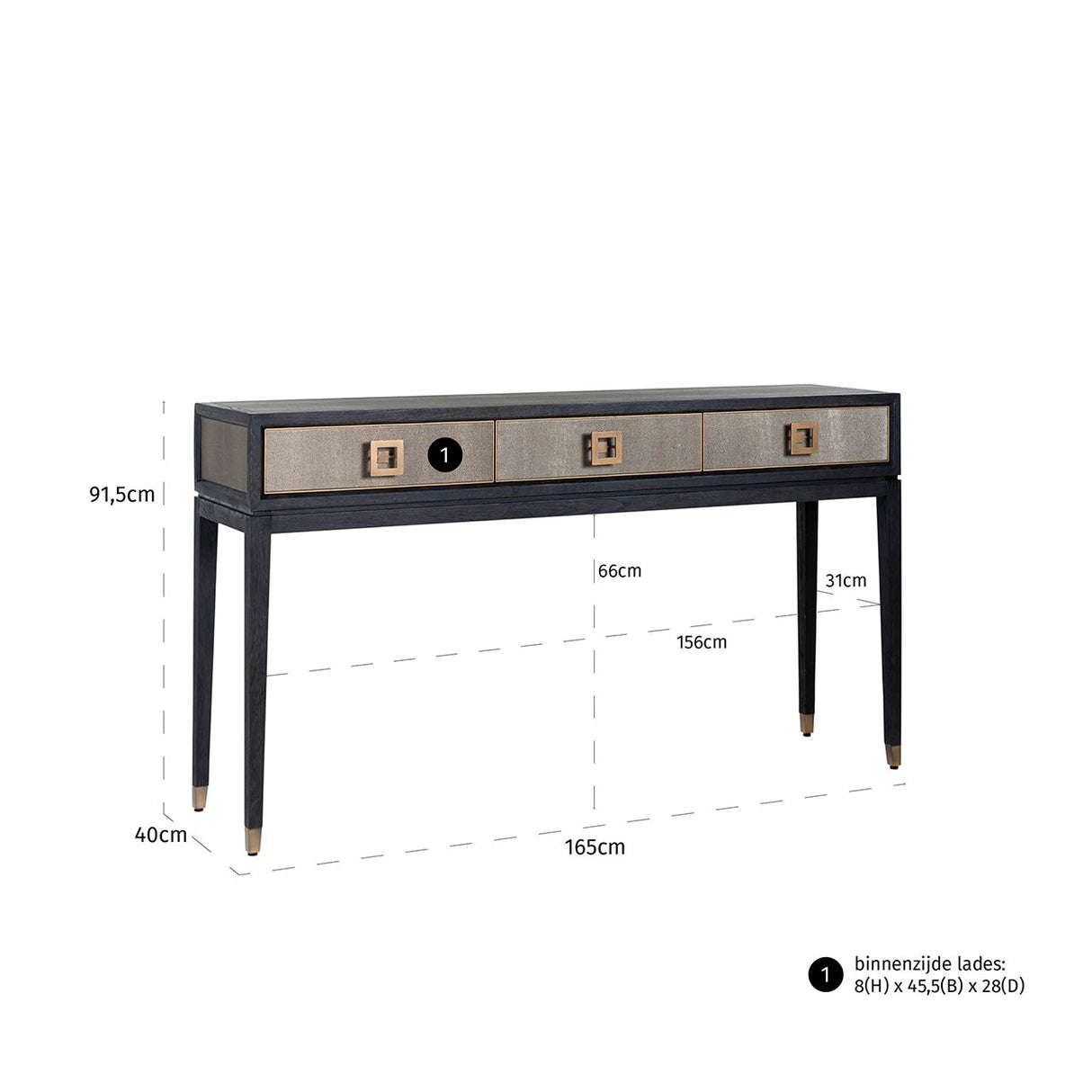 Wandtafel Bloomville 3-laden (Gold) van Richmond Interiors – Luxe comfort op maat van PureWonen. Vraag naar de beste prijs.