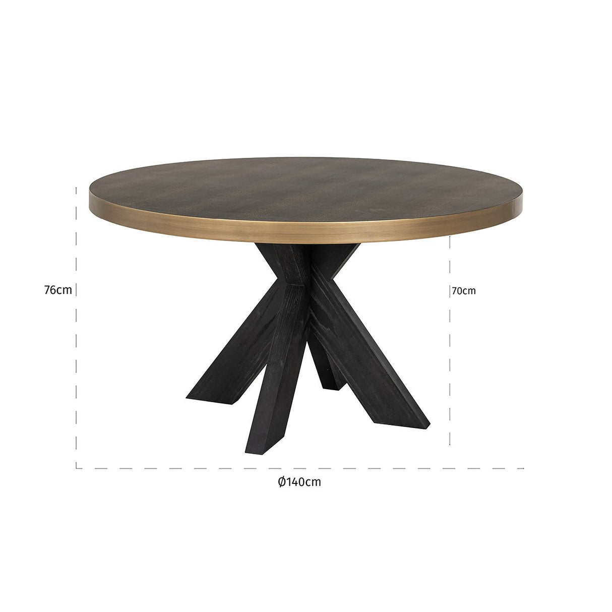 Eettafel Bloomville 140Ø (Black/gold) van Richmond Interiors – Luxe comfort op maat van PureWonen. Vraag naar de beste prijs.