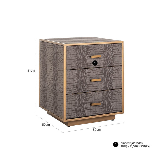 Ladenkast Classio 3-laden (Brushed Gold) van Richmond Interiors – Luxe comfort op maat van PureWonen. Vraag naar de beste prijs.