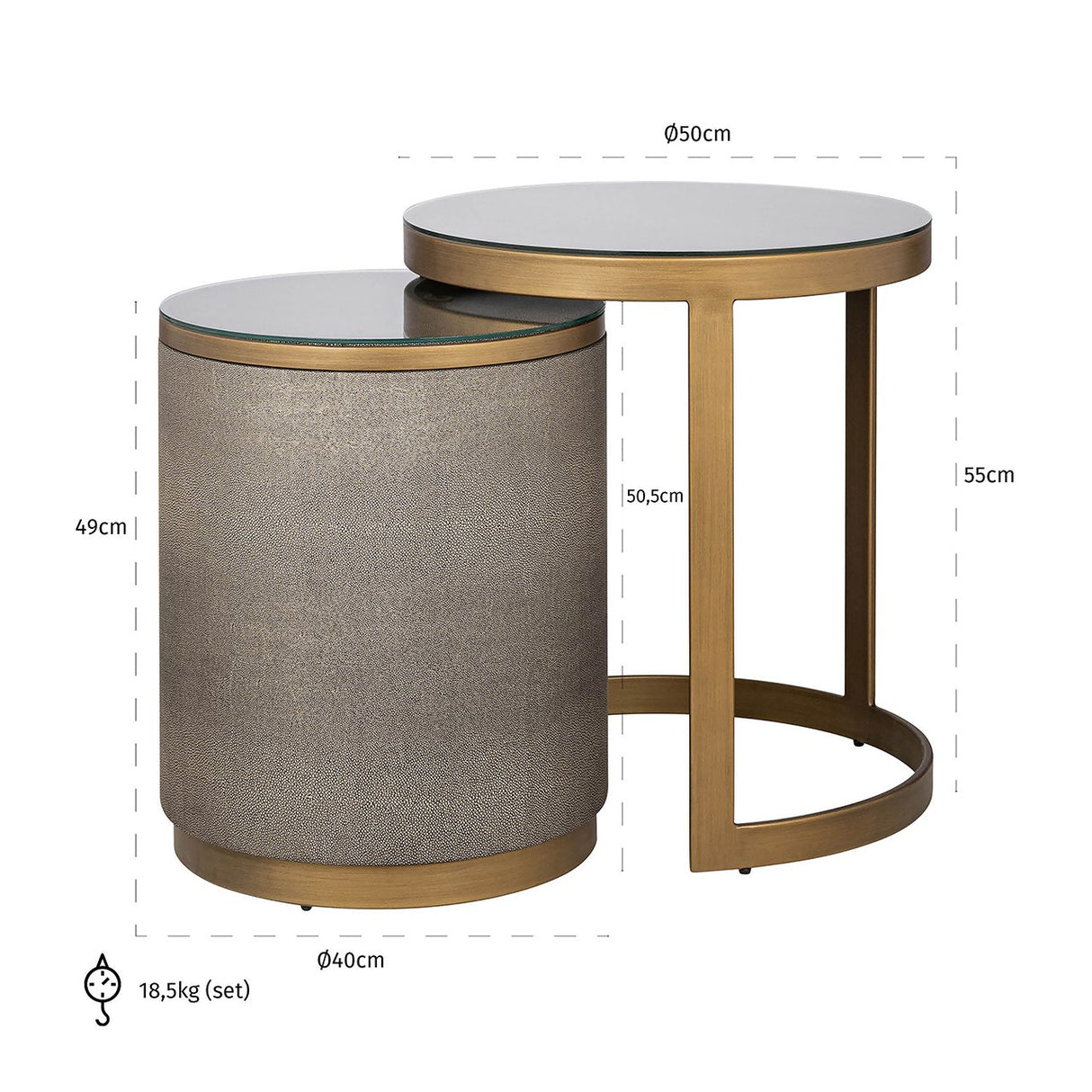 Bijzettafel Bloomville met glas set van 2 (Gold) van Richmond Interiors – Luxe comfort op maat van PureWonen. Vraag naar de beste prijs.