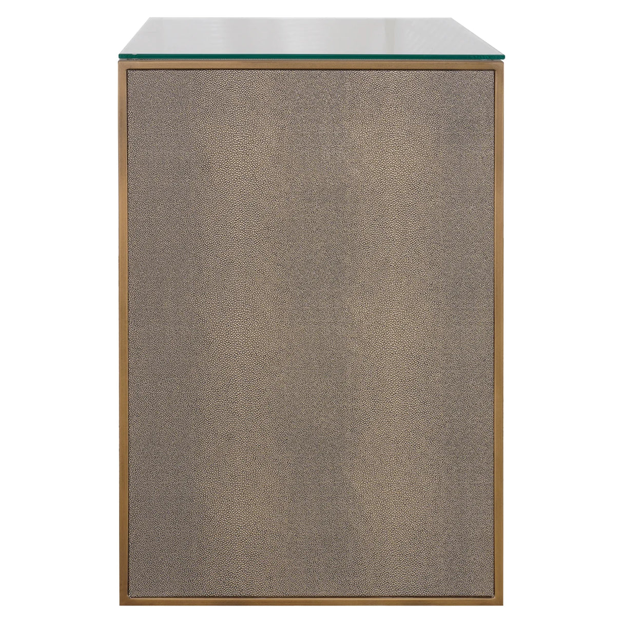 Nachtkastje Bloomville brass shagreen incl. glass top