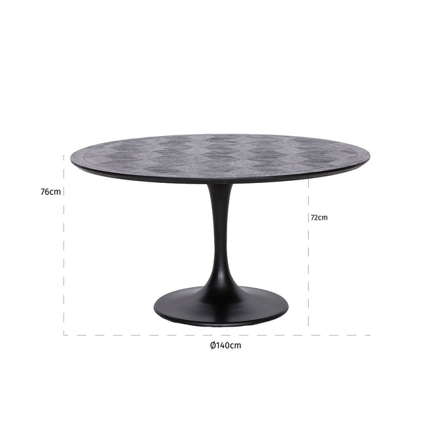 Eettafel Blax 140Ø (Black) van Richmond Interiors – Luxe comfort op maat van PureWonen. Vraag naar de beste prijs.