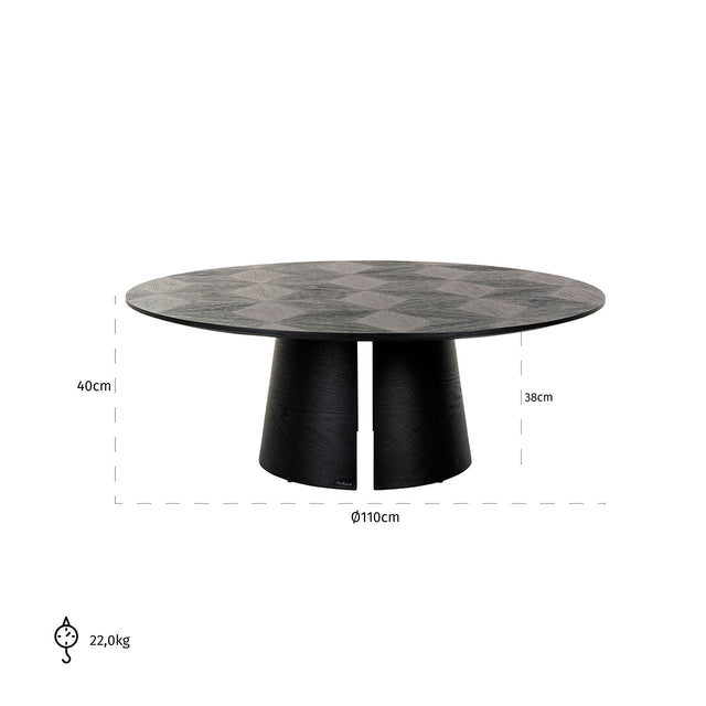 Salontafel Blax 110Ø (Black) van Richmond Interiors – Luxe comfort op maat van PureWonen. Vraag naar de beste prijs.