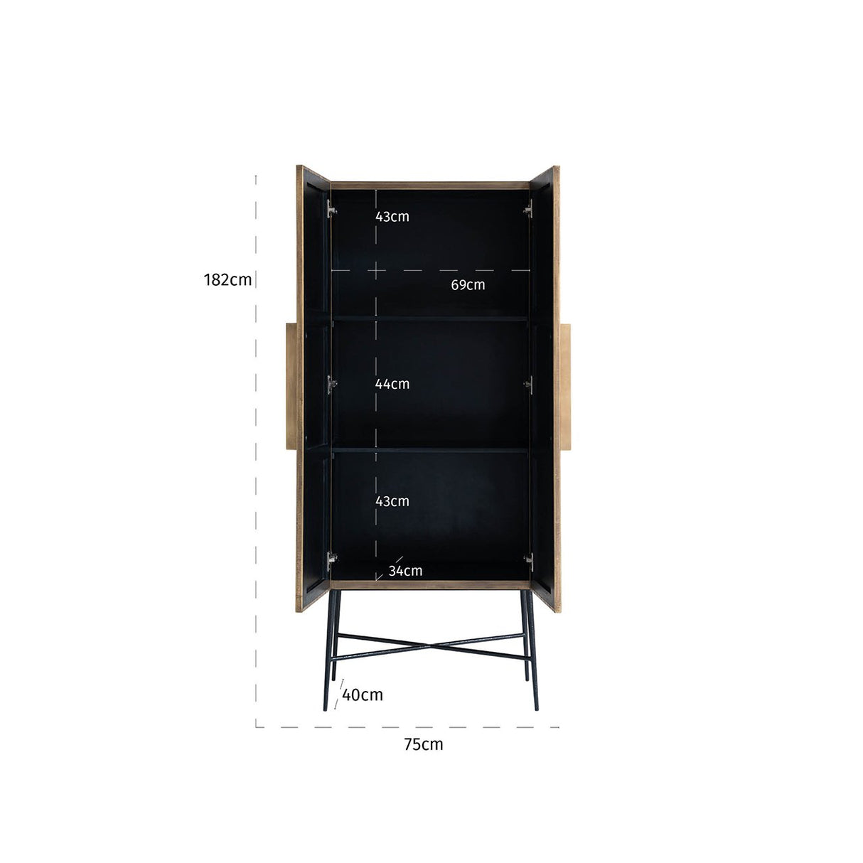 Wandkast Ironville 2-deuren (Gold) van Richmond Interiors – Luxe comfort op maat van PureWonen. Vraag naar de beste prijs.
