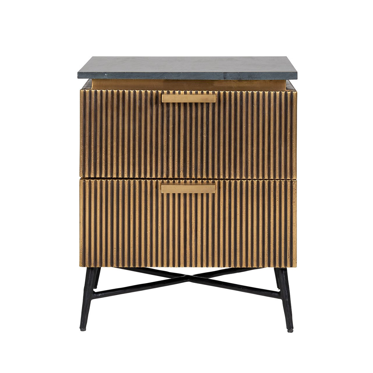 Nachtkastje Ironville 2-laden (Gold) van Richmond Interiors – Luxe comfort op maat van PureWonen. Vraag naar de beste prijs.