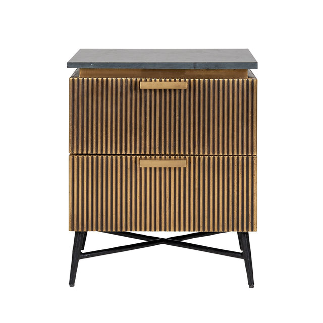 Nachtkastje Ironville 2-laden (Gold) van Richmond Interiors – Luxe comfort op maat van PureWonen. Vraag naar de beste prijs.