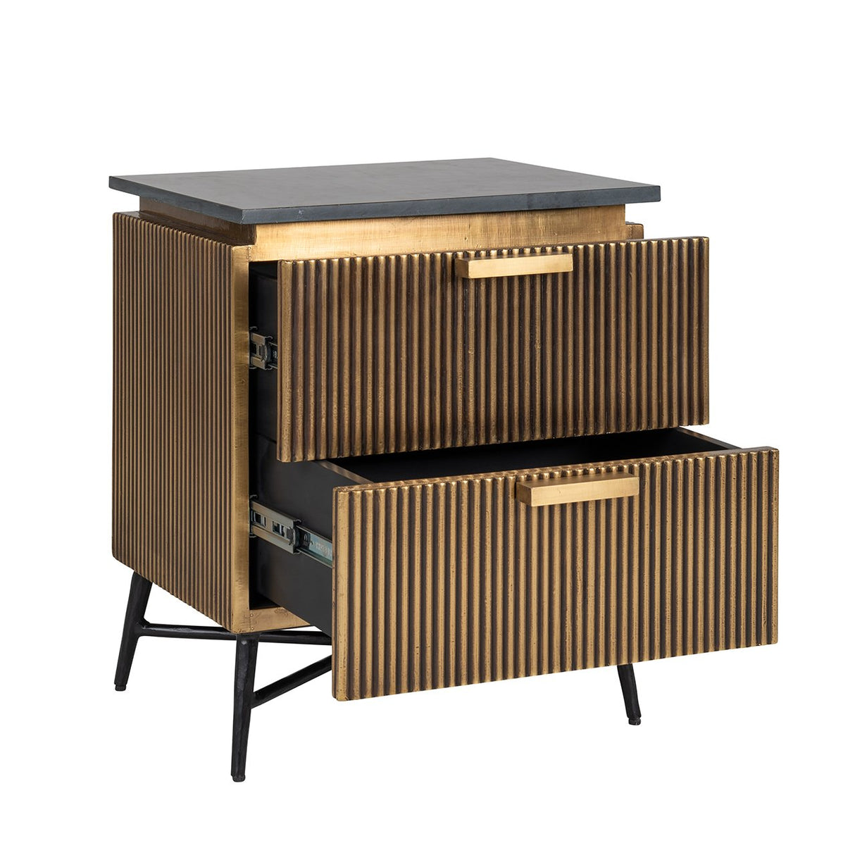 Nachtkastje Ironville 2-laden (Gold) van Richmond Interiors – Luxe comfort op maat van PureWonen. Vraag naar de beste prijs.