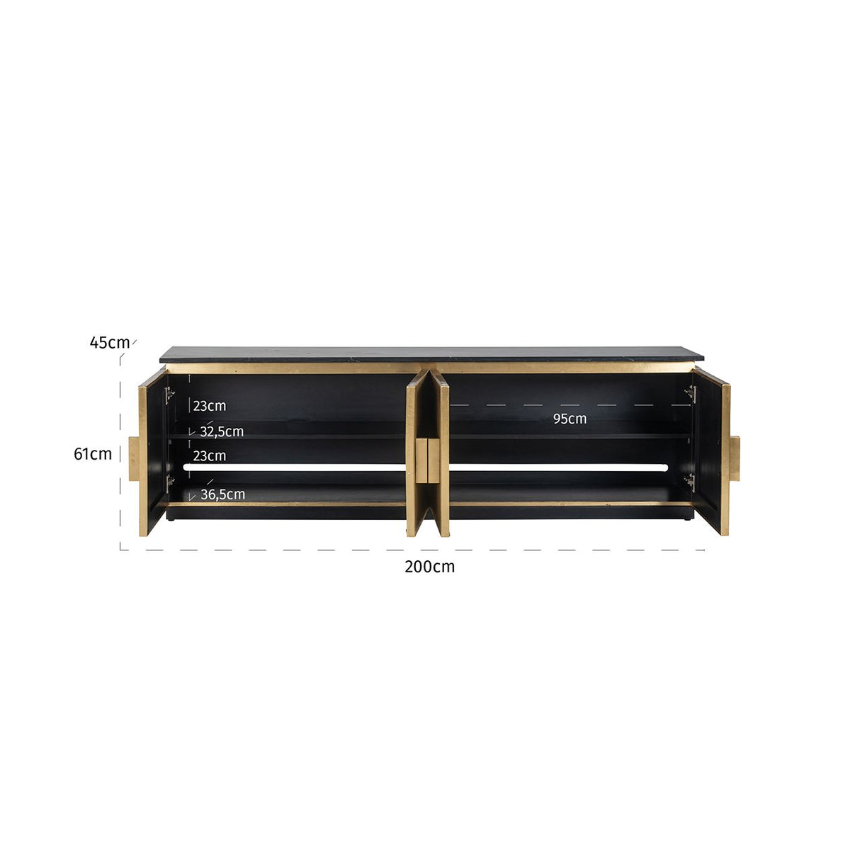 TV-dressoir Ironville 4-deuren (Gold) van Richmond Interiors – Luxe comfort op maat van PureWonen. Vraag naar de beste prijs.