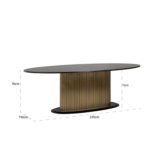 Eettafel Ironville ovaal 235 (Black/gold) van Richmond Interiors – Luxe comfort op maat van PureWonen. Vraag naar de beste prijs.