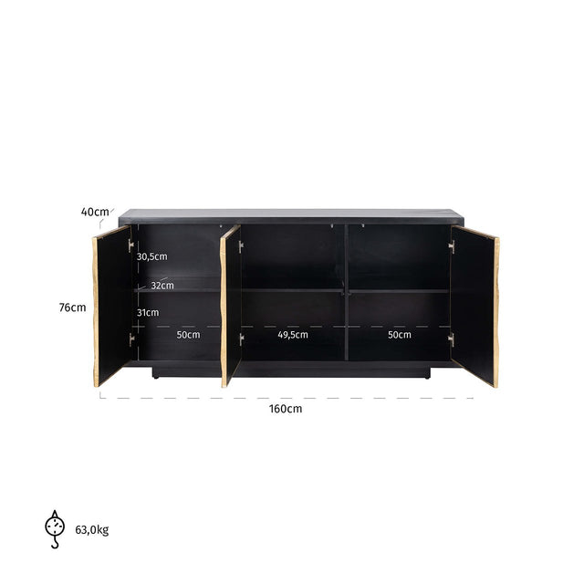Dressoir Esher 3-deuren (Black) van Richmond Interiors – Luxe comfort op maat van PureWonen. Vraag naar de beste prijs.