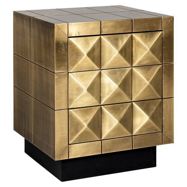 Nachtkast Collada 3-laden (Brushed Gold) van Richmond Interiors – Luxe comfort op maat van PureWonen. Vraag naar de beste prijs.