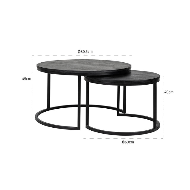 Salontafel Catana set van 2 (Black) van Richmond Interiors – Luxe comfort op maat van PureWonen. Vraag naar de beste prijs.