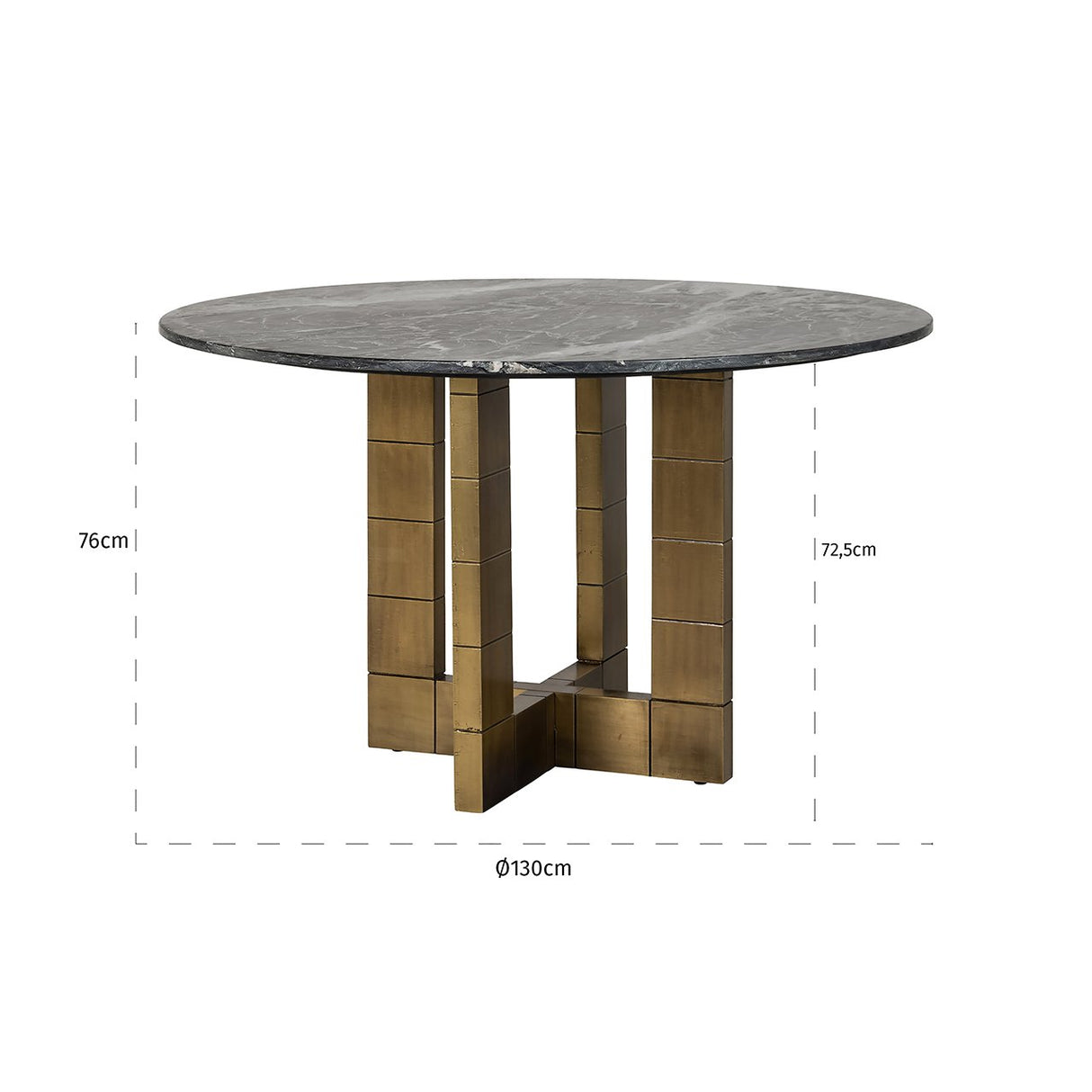 Eettafel Collada 130Ø (Black/gold) van Richmond Interiors – Luxe comfort op maat van PureWonen. Vraag naar de beste prijs.