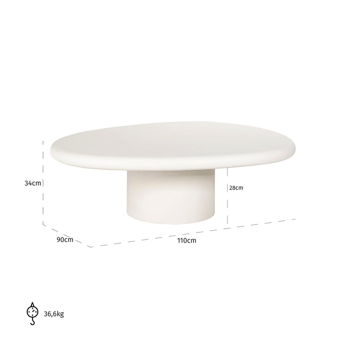 Salontafel Bloomstone 110x90 (White) van Richmond Interiors – Luxe comfort op maat van PureWonen. Vraag naar de beste prijs.