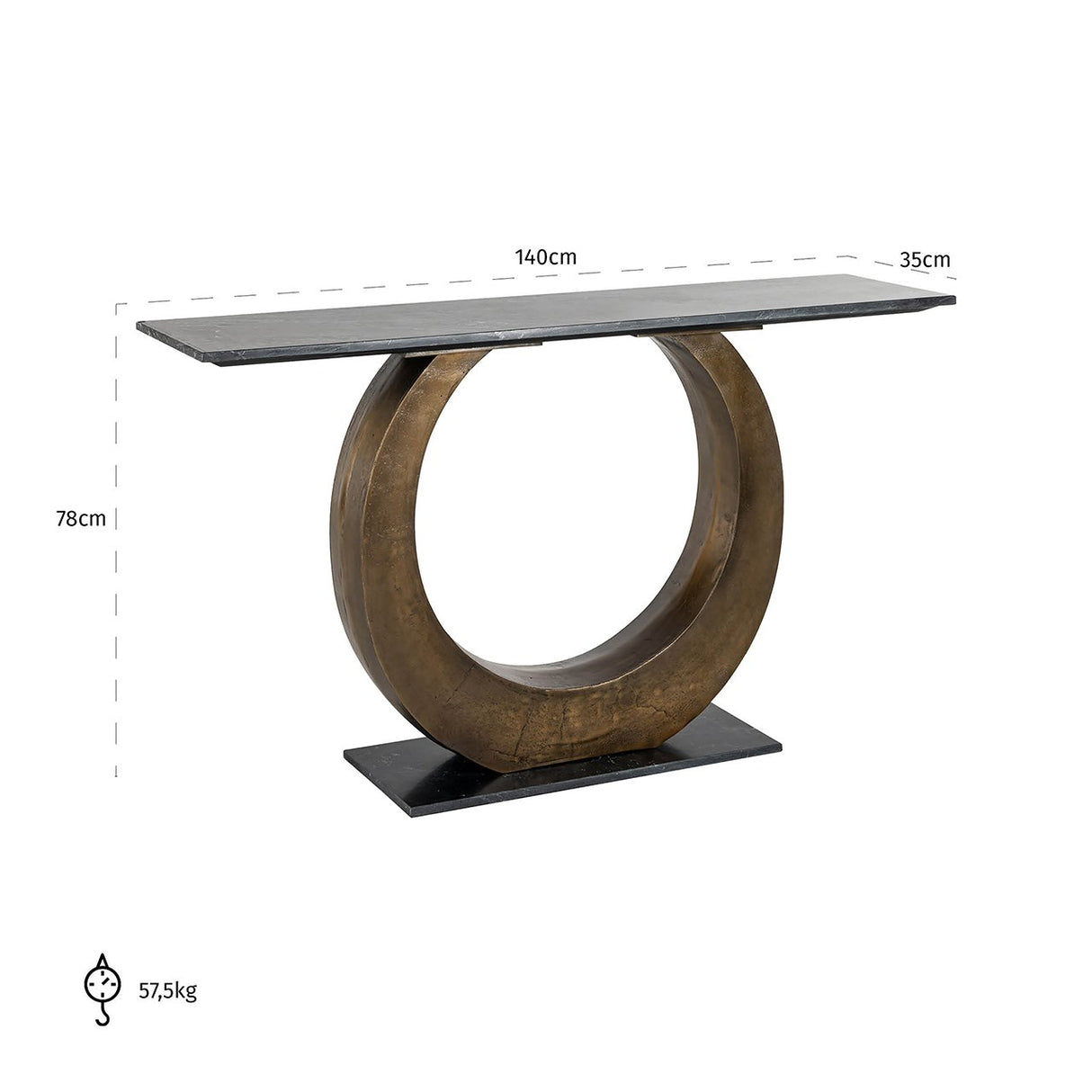 Wandtafel Luna (Gold) van Richmond Interiors – Luxe comfort op maat van PureWonen. Vraag naar de beste prijs.