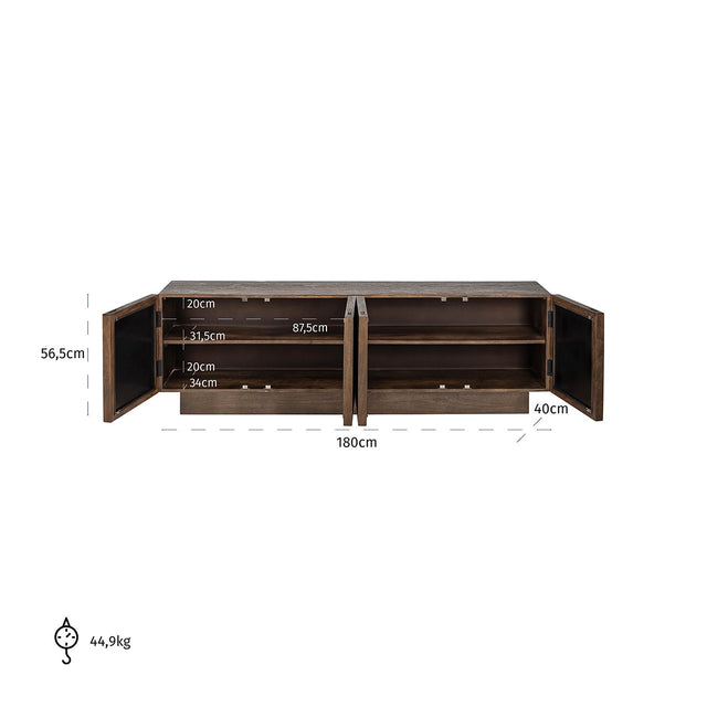 TV-dressoir Bryant 4-deuren (Brown) van Richmond Interiors – Luxe comfort op maat van PureWonen. Vraag naar de beste prijs.