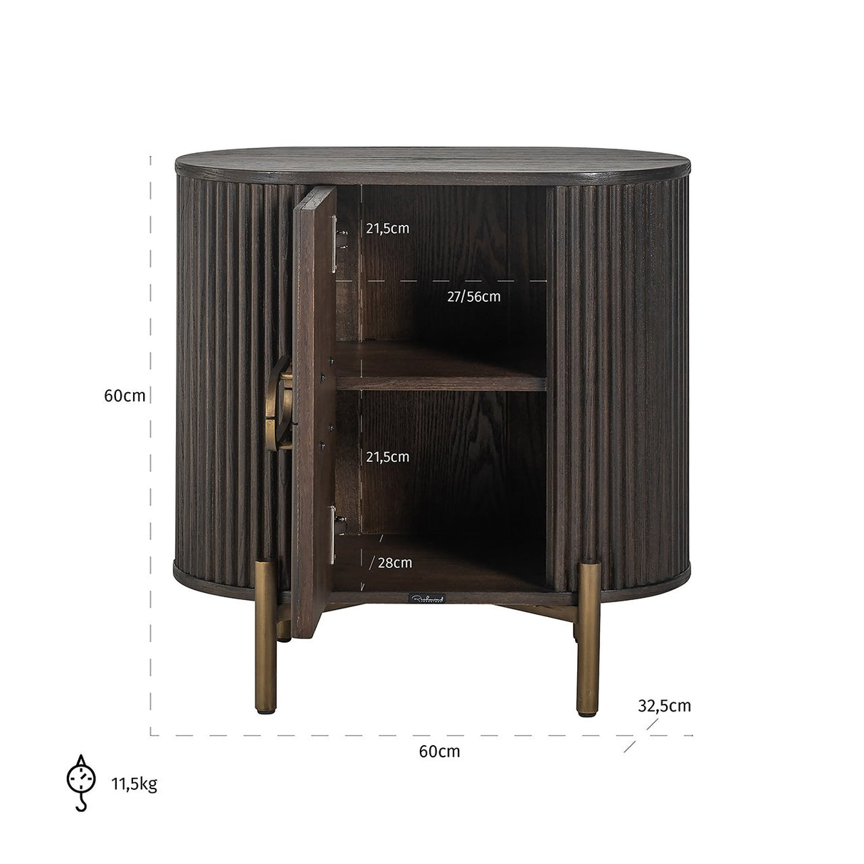 Nachtkastje Luxor 1-deur (Brown) van Richmond Interiors – Luxe comfort op maat van PureWonen. Vraag naar de beste prijs.
