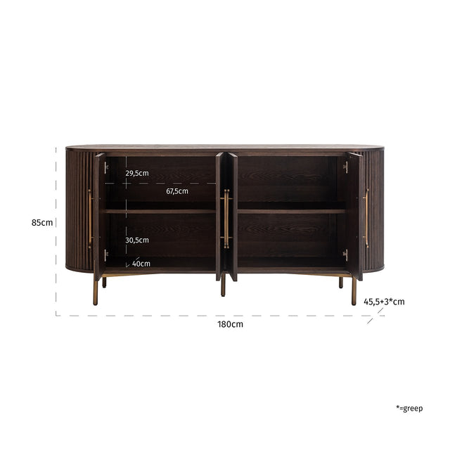 Dressoir luxor 4-deurs (Brown) van Richmond Interiors – Luxe comfort op maat van PureWonen. Vraag naar de beste prijs.