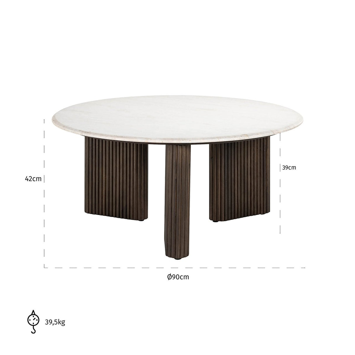 Salontafel Mayfield 90Ø (White) van Richmond Interiors – Luxe comfort op maat van PureWonen. Vraag naar de beste prijs.