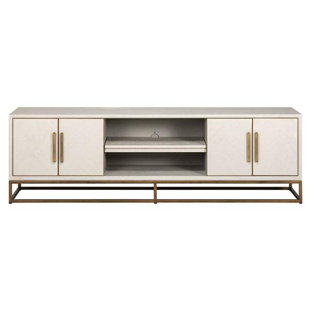 TV-meubel Whitebone brass 4-deuren 200 (Verona Grey) van Richmond Interiors – Luxe comfort op maat van PureWonen. Vraag naar de beste prijs.